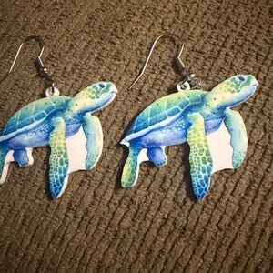 Blue and Green Sea Turtle Earrings New Super Cute acrylic lightweight